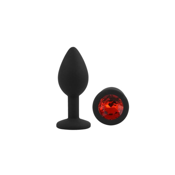 Anal Plug Gemmo Silicone Small Black Plug / Red Diamond